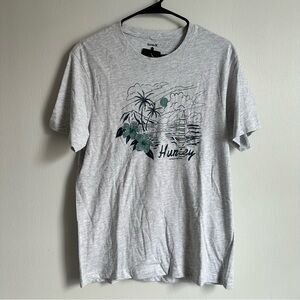 Hurley Light Gray Tropical Graphic Tee Size S